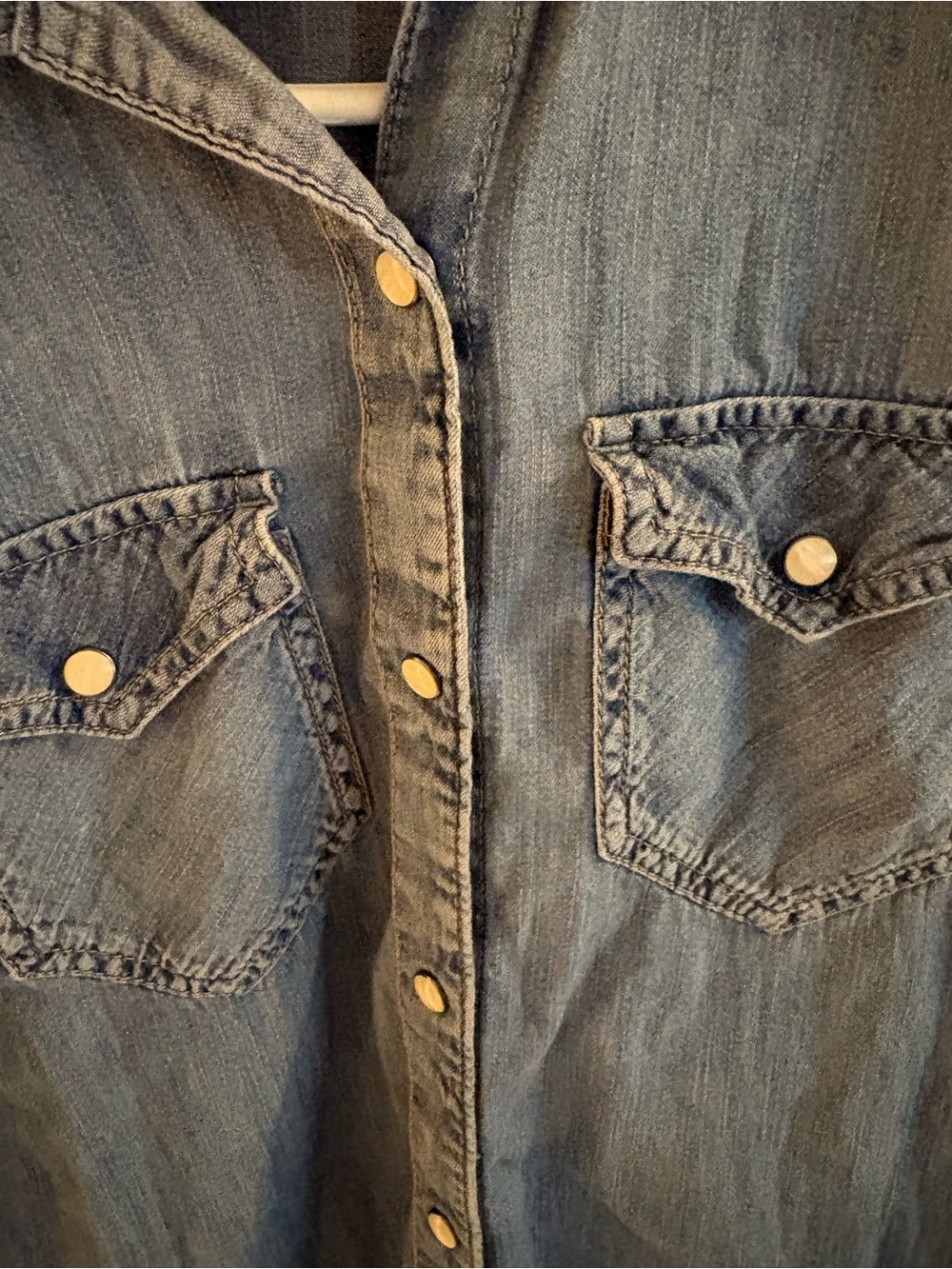 Gap Denim Light Blue Western Shirt with pearl snap buttons - Picture 6 of 16